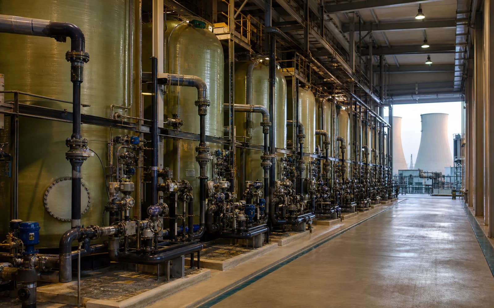 Demineralisation vessel gallery inside a power generation facility
