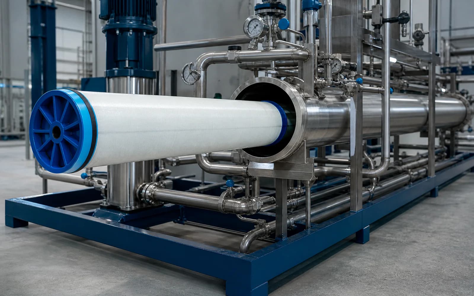 Reverse-osmosis membrane element being installed into a pressure vessel